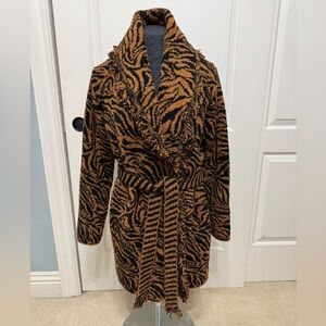 Barefoot Dreams Black and Brown Tiger Print Teddy Jacket